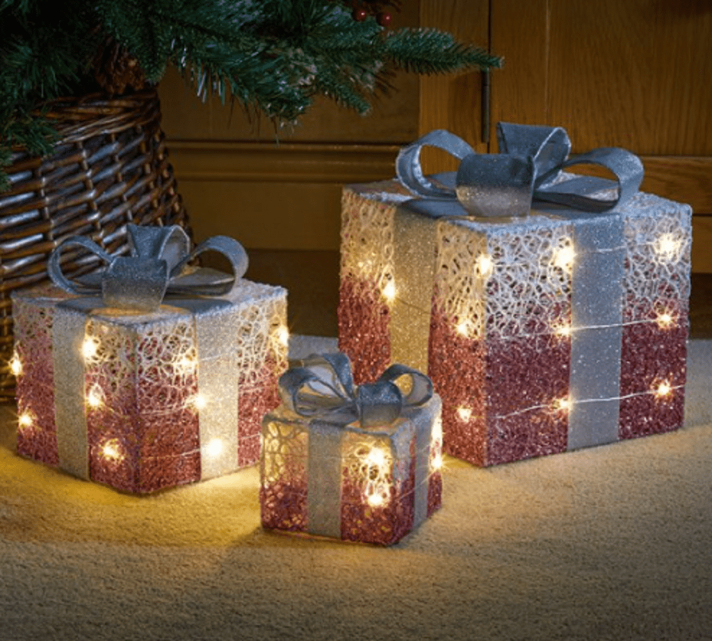 Three Kings Christmas Indoor Lights Three Kings Christmas Sparkly Faux Gift Box Lights 3pc Pink