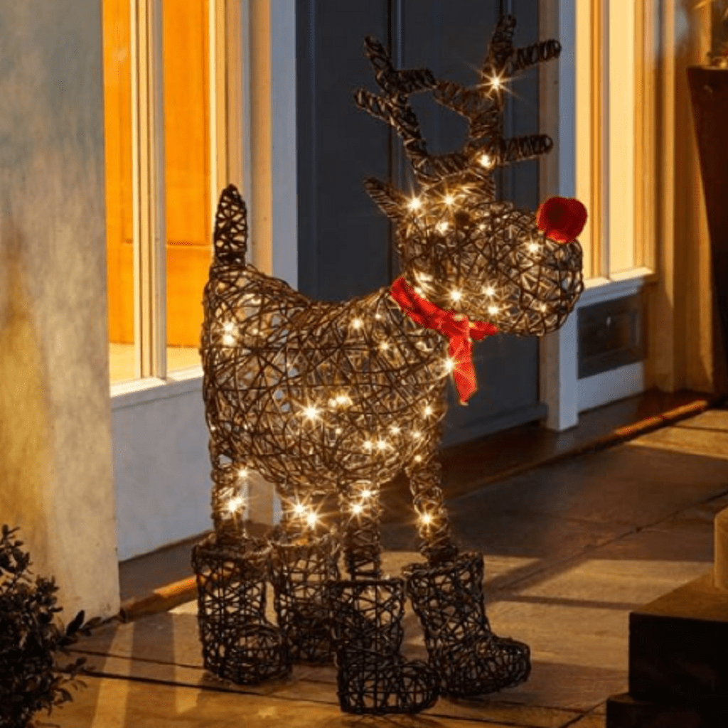 Three Kings Christmas Sparkly Rattan Rudolph – Trowell Garden Centre