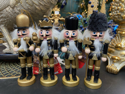 Trowell Garden Centre Three Kings Hanging Nutcracker Black/Gold - Fluffy Hat
