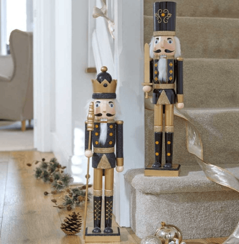 Three Kings Christmas Decor Three Kings Nutcracker Black/Gold Jumbo 70cm