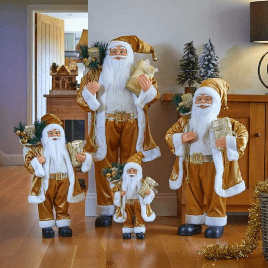 Three Kings Christmas Decor Three Kings SantaMagic Standing Santa Gold Jumbo 80cm