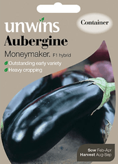Unwins Aubergine Seeds Unwins Aubergine Moneymaker F1 Seeds