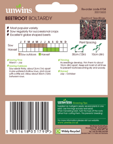 Unwins Beetroot Seeds Unwins Beetroot Round Boltardy Seeds