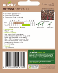 Unwins Beetroot Seeds Unwins Beetroot Round Cardeal F1 Seeds
