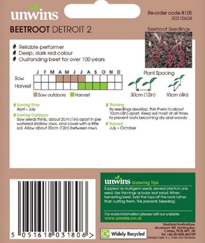 Unwins Beetroot Seeds Unwins Beetroot Round Detroit 2 Seeds