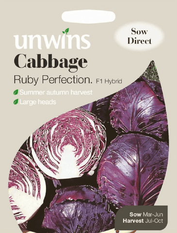 Unwins Cabbage Seeds Unwins Cabbage Red Round Ruby Perfection F1 Seeds