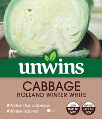 Unwins Cabbage Seeds Unwins Cabbage Round Holland Winter White Seeds