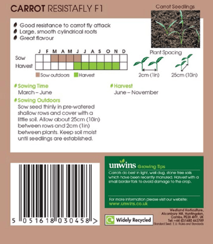 Unwins Carrot Seeds Unwins Carrot Resistafly F1 Seeds
