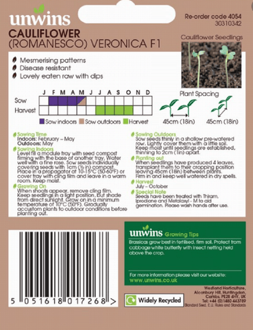 Unwins Cauliflower Seeds Unwins Cauliflower Romanesco Veronica F1