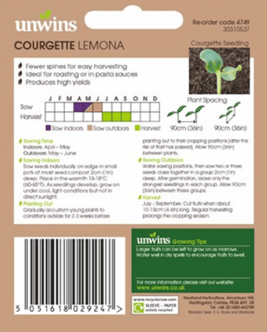 Unwins Courgette Seeds Unwins Courgette Lemona Seeds