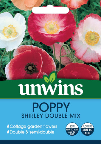 Unwins Flower Seeds Unwins Poppy Shirley Double Mixed