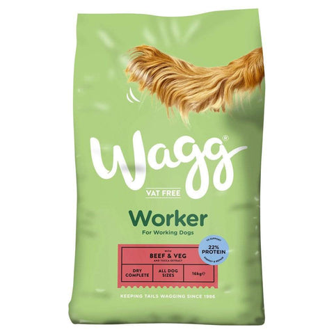 Wagg Foods Dry Dog Food Wagg Worker Beef and Veg Dry Dog Food Complete -16kg Bag