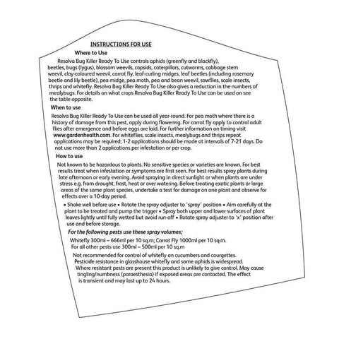 Westland Horticulture Garden Insecticide Westland Resolva Bug Killer 1L Ready to Use