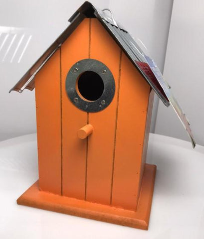Panacea Nest Boxes Orange Wild Bird Nest Box / Birdhouse Wood with corrugated roof - 6 Various Colours