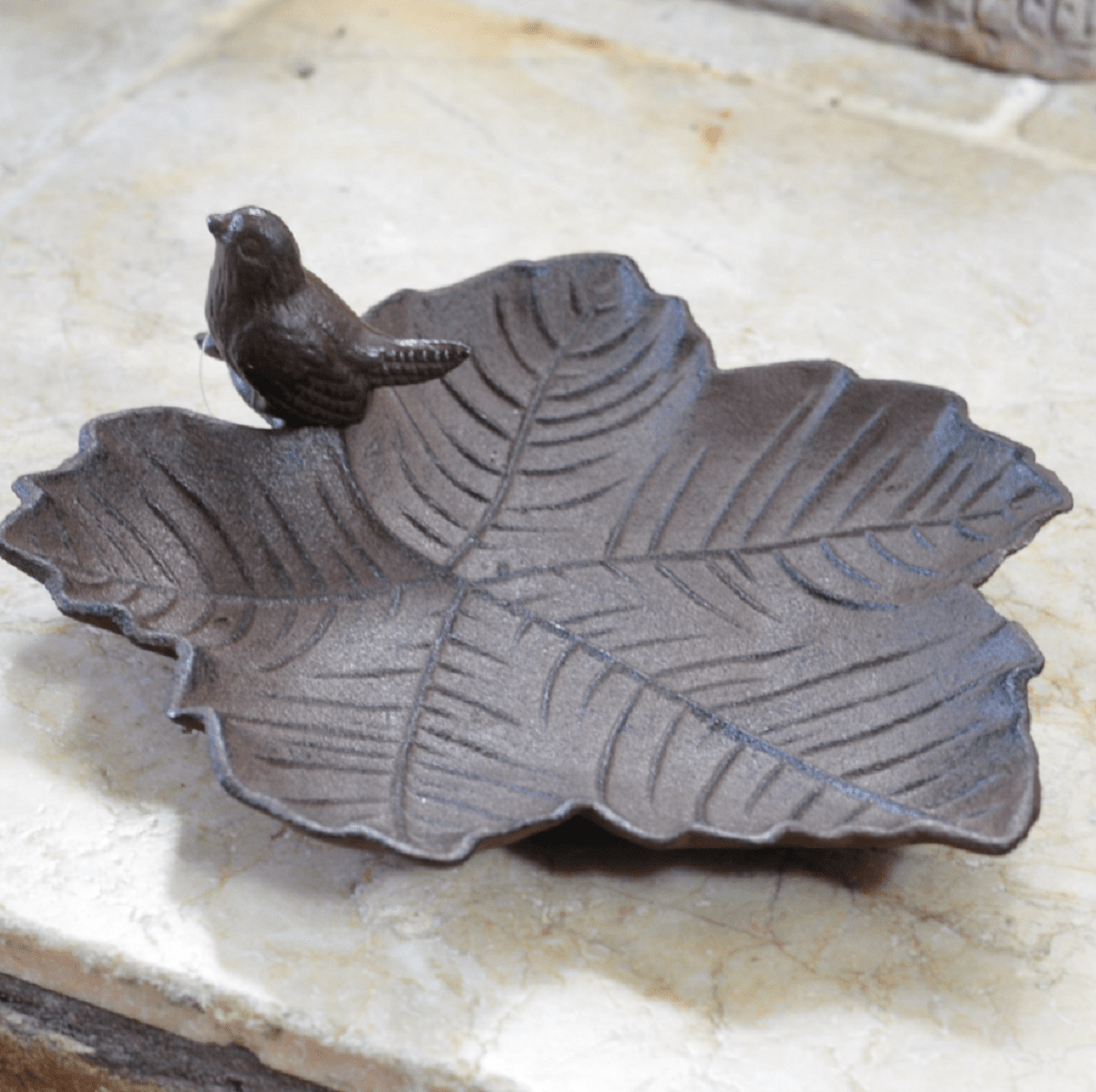 Woodlodge Bird Baths Woodlodge Cast Iron Maple Leaf Bird Bath