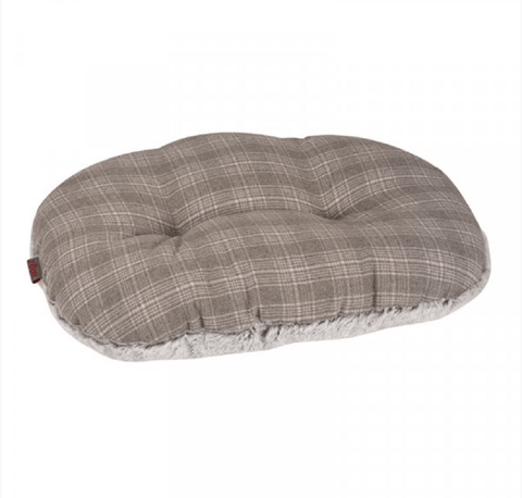 Zoon Dog Beds & Mattresses Zoon Grey Plaid Oval Cushion